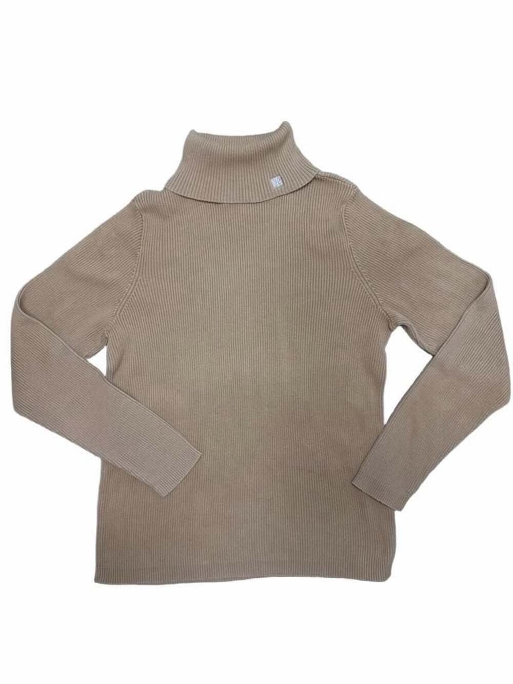 Lauren Ralph Lauren Ribbed Turtleneck Sweater Size L Tan Cotton